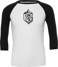 Load image into Gallery viewer, Unisex 3/4 Length T-Shirt - Black & White, NLH Insignia