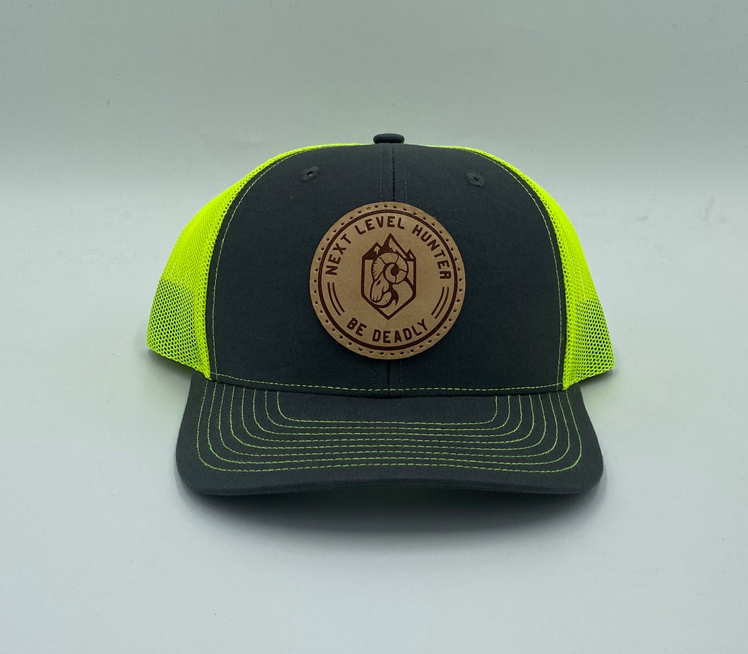 Steve Ecklund Signature Series Leather Patch Hat (Charcoal/Chartreuse)
